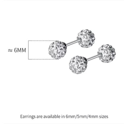 Anyco Fashion Earrings 5MM 925 Sterling Silver Luxury Sparkling Zircon Ball Stud for Women Minimalist Bead Piercing Jewelry Accessories-Earrings-PEROZ Accessories