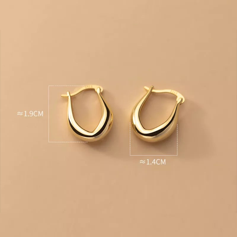 Anyco Fashion Earrings 925 Sterling Gold Statement French Simple Rock for Women Unique Charm Gothic Hip Hop Piercing Jewelry-Earrings-PEROZ Accessories