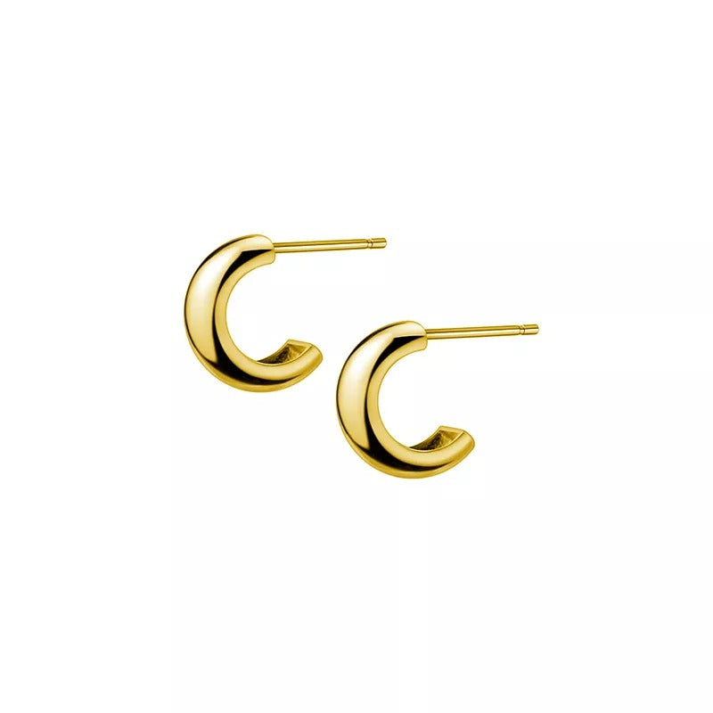 Anyco Fashion Earrings Gold 925 Sterling Silver Minimalist Glossy Statement Stud for Women Trend Mens Party Jewelry Accessories-Earrings-PEROZ Accessories
