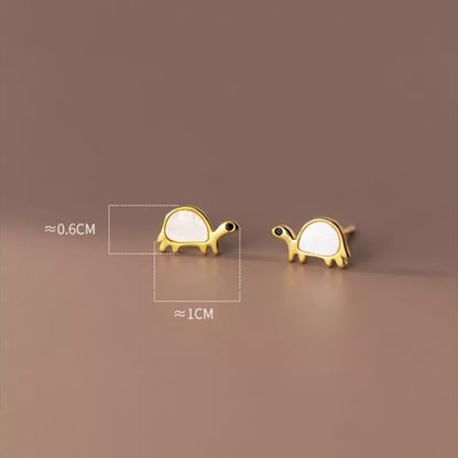 Anyco Fashion Earrings Gold 925 Sterling Cute Zootopia Shell Turtle Small Stud for Women Chic Jewelry Kid Gift-Earrings-PEROZ Accessories