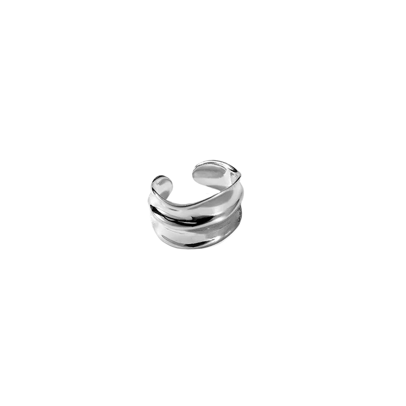 Anyco Fashion Earrings Silver 925 Sterling Silver Simple No Piercing Three-layer Geometric Ear Clip Women Ear Cuff Jewelry-Earrings-PEROZ Accessories