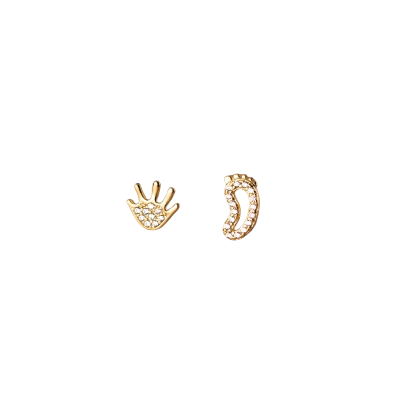 Anyco Fashion Earrings Gold 925 Sterling Silver Luxury Zircon Palm Soles Mini Stud Women Jewelry Gift-Earrings-PEROZ Accessories