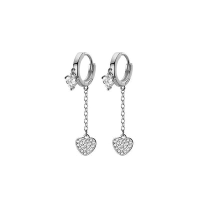 Anyco Fashion Earrings Silver 925 Sterling Romantic Tassel Love Heart Charms Drop for Women Huggies Jewelry-Earrings-PEROZ Accessories