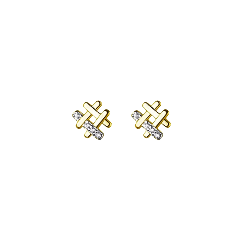 Anyco Fashion Earrings Gold 925 Sterling Silver Personality Geometric Pave Zircon Simple Small Stud for Women Jewelry-Earrings-PEROZ Accessories