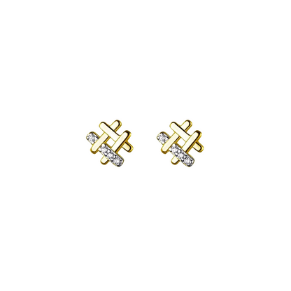 Anyco Fashion Earrings Gold 925 Sterling Silver Personality Geometric Pave Zircon Simple Small Stud for Women Jewelry-Earrings-PEROZ Accessories