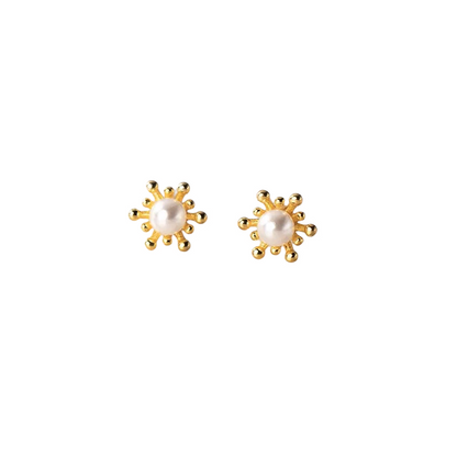 Anyco Fashion Earrings Gold Cute Snowflake Synthetic Pearl Small Stud Earrings Chic Teen Piercing Jewelry for Women-Earrings-PEROZ Accessories