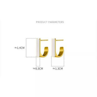 Anyco Fashion Earrings Gold 925 Sterling Silver Geometric Square White Enamel Elegant Stud for Women Jewelry-Earrings-PEROZ Accessories