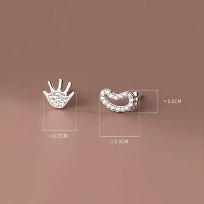 Anyco Fashion Earrings Gold 925 Sterling Silver Luxury Zircon Palm Soles Mini Stud Women Jewelry Gift-Earrings-PEROZ Accessories