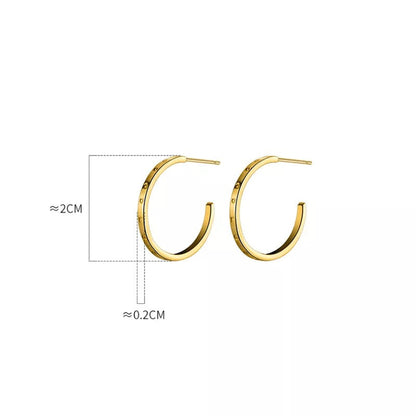 Anyco Fashion Earrings Silver 925 Sterling Simple Huggies Circle Initials Stud for Women Jewelry-Earrings-PEROZ Accessories