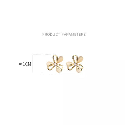 Anyco Fashion Earrings Silver 925 Sterling Cute Romantic Clover Synthetic Opal Stud for Women Jewelry Gift-Earrings-PEROZ Accessories