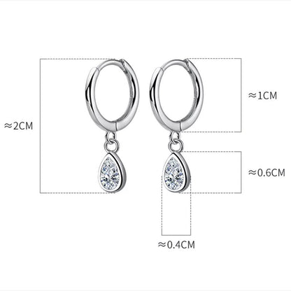 Anyco Fashion Earrings Gold 925 Sterling Silver Sweet Water Drop Zircon Huggies Pendant for Women Jewelry-Earrings-PEROZ Accessories
