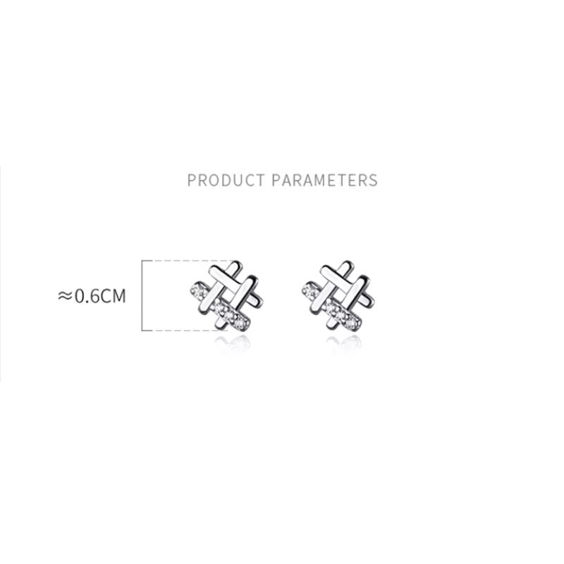 Anyco Fashion Earrings Gold 925 Sterling Silver Personality Geometric Pave Zircon Simple Small Stud for Women Jewelry-Earrings-PEROZ Accessories