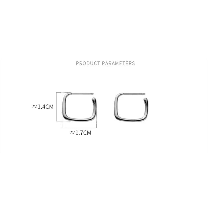 Anyco Fashion Earrings Gold 925 Sterling Simple Geometric Square Stud for Women Jewelry-Earrings-PEROZ Accessories