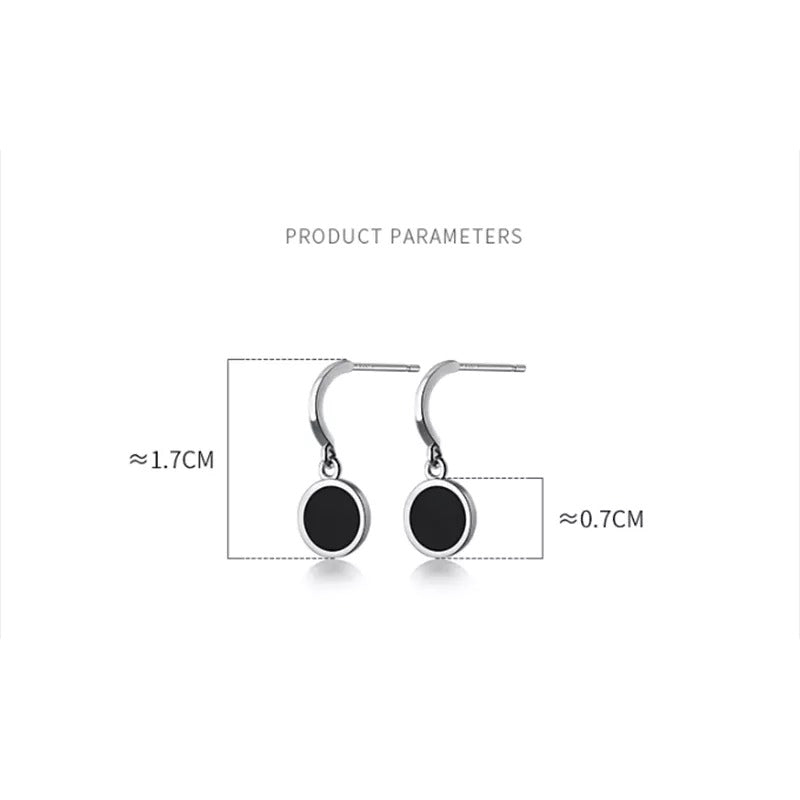 Anyco Fashion Earrings GenuineSterling Silver Geometric Round Black Stud Earrings for Women Office Elegant Earrings Jewelry-Earrings-PEROZ Accessories
