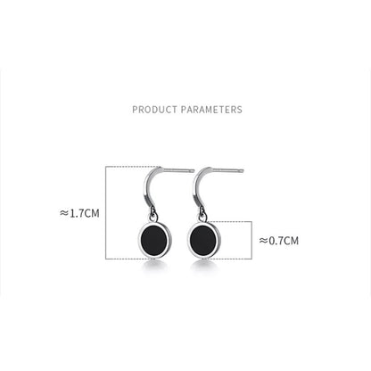 Anyco Fashion Earrings GenuineSterling Silver Geometric Round Black Stud Earrings for Women Office Elegant Earrings Jewelry-Earrings-PEROZ Accessories