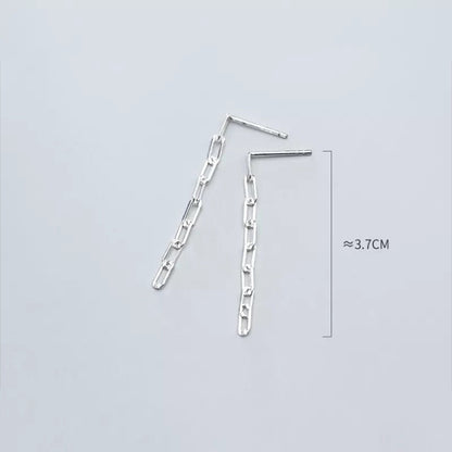 Anyco Fashion Earrings Sterling Silver Cuban Link Chain Dangle Long Stud for Women Gothic Bohemian Jewelry Accessories-Earrings-PEROZ Accessories
