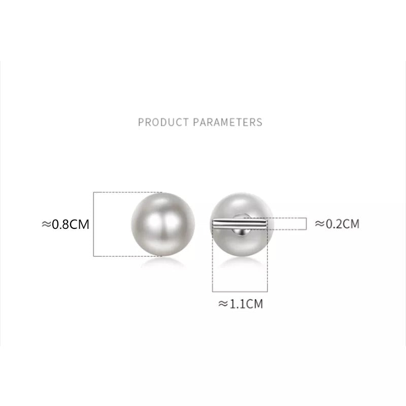 Anyco Fashion Earrings GenuineSterling Silver Round Baroque Pearl Stick Stud Earrings for Women Chic Elegant Party Wedding Jewelry Gift-Earrings-PEROZ Accessories