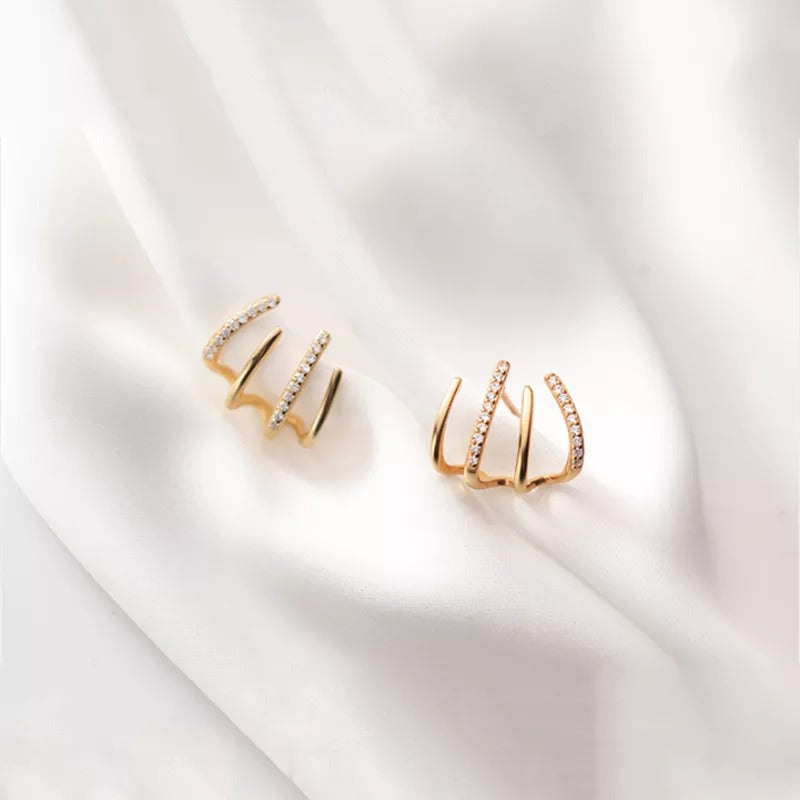Anyco Fashion Earrings Gold Luxury Creative Pave Zircon Claw Stud Party Jewelry Gift for Women-Earrings-PEROZ Accessories