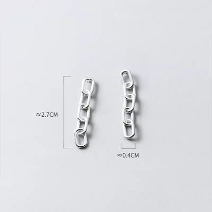 Anyco Fashion Earrings Genuine Sterling Silver Punk Cuban Link Chain Stud Ring Clasp Dangle Rock Jewelry Gift for Women-Rings-PEROZ Accessories