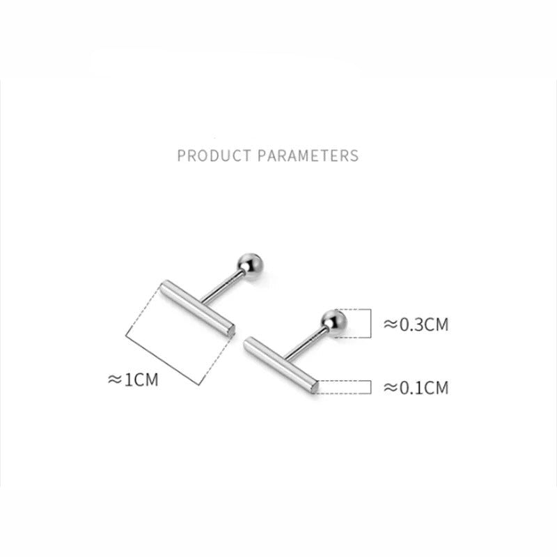 Anyco Fashion Earrings Real Sterling Silver Minimalist Geometric Strip Bear Stud for Women Office Daily Jewelry Accessories-Earrings-PEROZ Accessories