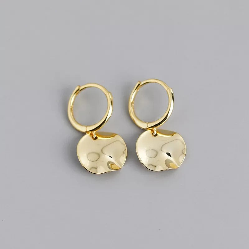 Anyco Earrings Gold Plated Minimalist Geometric Round Uneven Stud For Women Teen Girl Elegant Perfect Fashion Stylish Accessories Jewelry Gifts-Earrings-PEROZ Accessories