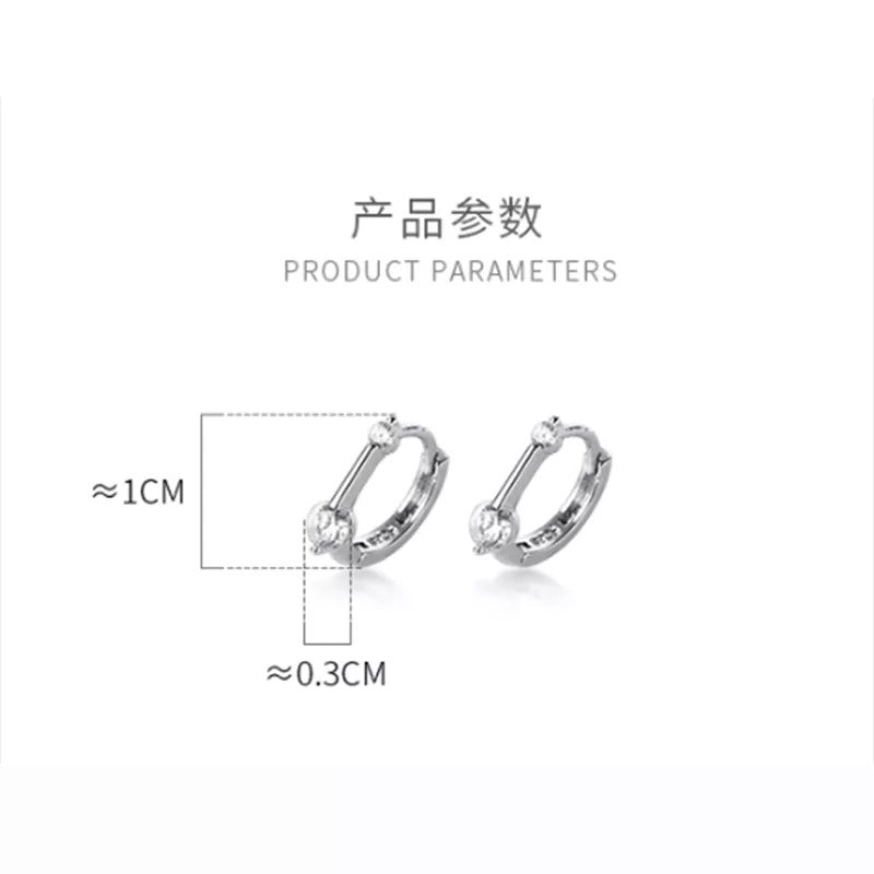 Anyco Fashion Earrings Sterling Silver Minimalism Geometric Strips Zircon Mini Small Stud for Women Teen Unisex Jewelry Gifts-Earrings-PEROZ Accessories