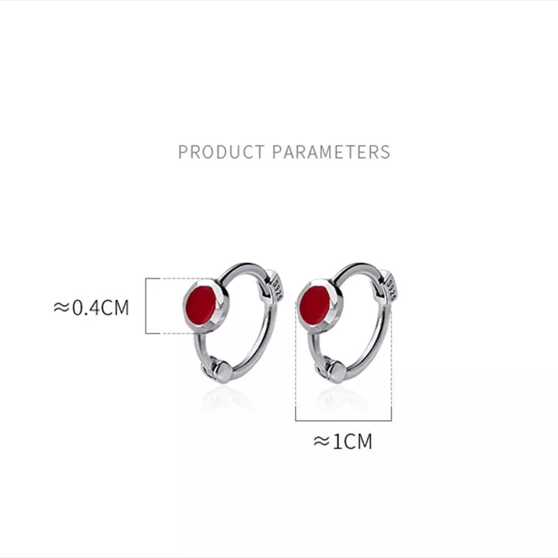 Anyco Fashion Earrings Minimalist Red Zircon Sweet Mini Stud Earrings for Women Real Sterling Silver Teen Girl Party Jewelry-Earrings-PEROZ Accessories