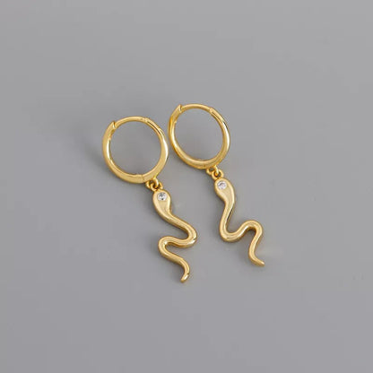 Anyco Earrings Gold Plated Bohemian Animal Hanging Snake For Women Teen Girl Fine Fashion Stylish Accessories Jewelry Gifts-Earrings-PEROZ Accessories