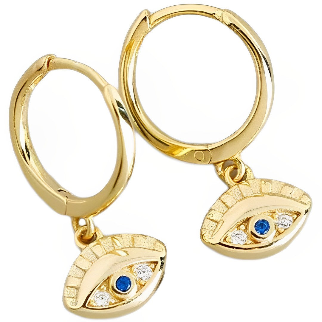 Anyco Earrings Gold Plated Blue Zircon Creative Eye Stud For Women Teen Girl Fine Perfect Fashion Stylish Accessories Jewelry Gifts-Earrings-PEROZ Accessories