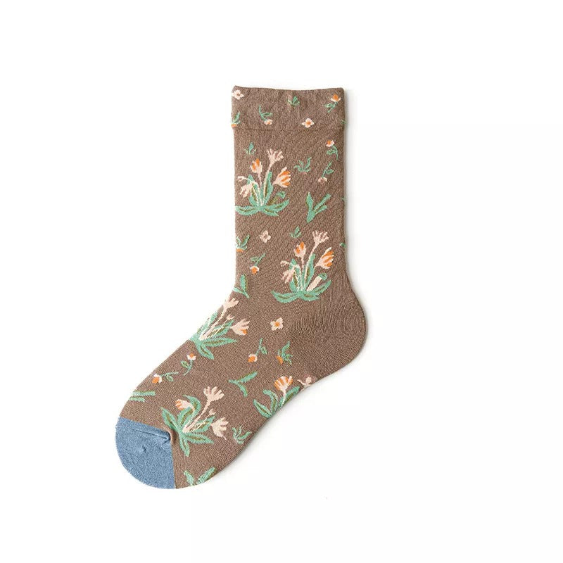 Anysox 5 Pairs Size 5-9 of Fashion Long Sock Cartoon Personalized Nature Bulk Flowers For Men Woman Foot Cold Winter Warm Comfortable Accessories-Socks-PEROZ Accessories