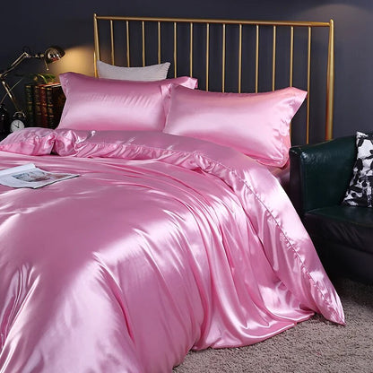 Anyhouz Beddings Blush Pink 140X210cm 2 Pcs High End Satin Smooth Duvet Cover Set Luxury Polyester Silky Soft Cozy Bedding Set-Duvet Covers-PEROZ Accessories