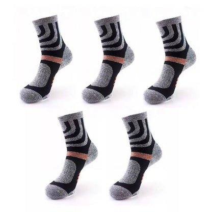 Anysox 5 Pairs One Size 5-11 Grey Cotton Compression Trekking With Formal Work Male Socks Meia Contrast Color Designer Brand Fit For Man-Socks-PEROZ Accessories