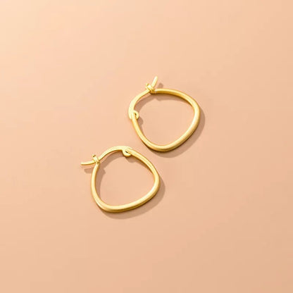 Anyco Fashion Earrings Genuine Gold Minimalist Golden Line Geometric Stud Earrings Hoop Jewelry Gift for Women-Earrings-PEROZ Accessories
