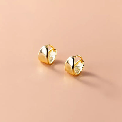 Anyco Fashion Earrings Gold 925 Sterling Silver Minimalist Punk Plated 18k Glossy Huggies for Women Men Jewelry-Earrings-PEROZ Accessories