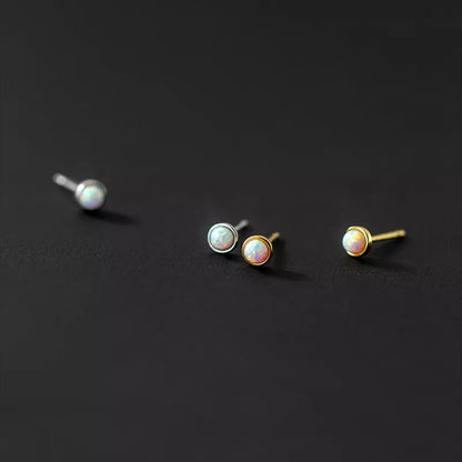 Anyco Fashion Earrings Sterling Silver Cute Opal Zircon Chic Mini Small Stud Women Simple Ear Bone Piercing Jewelry-Earrings-PEROZ Accessories
