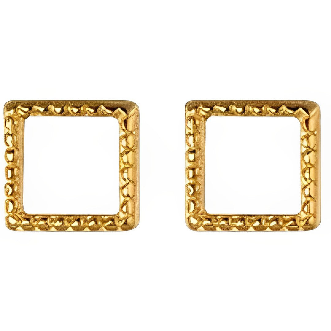 Anyco Fashion Earrings Square Gold 925 Sterling Silver Minimalist Stud for Women Cute Teen Jewelry-Earrings-PEROZ Accessories