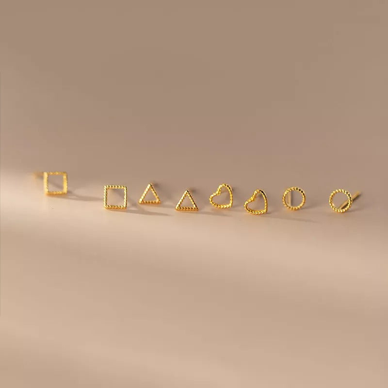 Anyco Fashion Earrings Heart Gold 925 Sterling Silver Minimalist Stud for Women Cute Teen Jewelry-Earrings-PEROZ Accessories