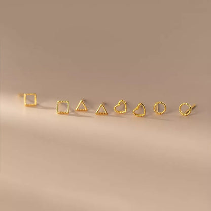 Anyco Fashion Earrings Heart Gold 925 Sterling Silver Minimalist Stud for Women Cute Teen Jewelry-Earrings-PEROZ Accessories