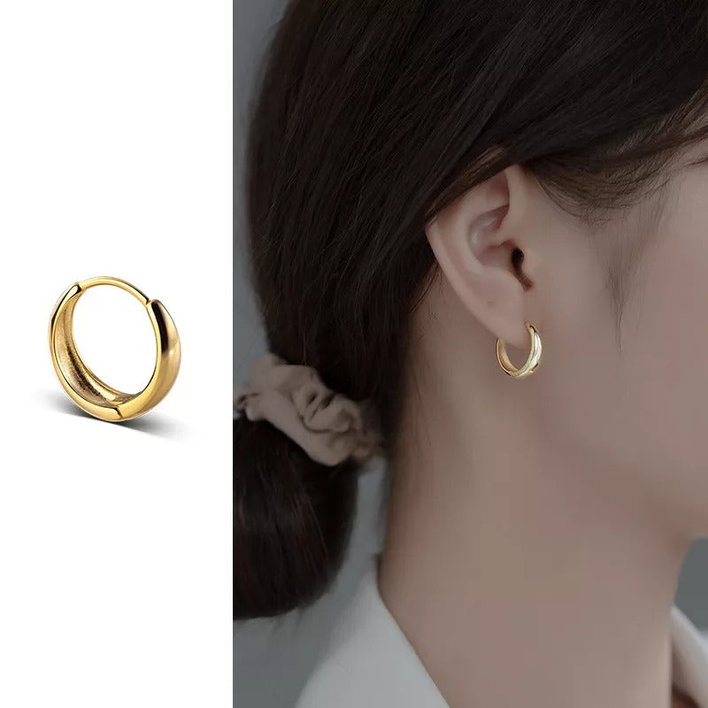 Anyco Fashion Earrings Gold Simple Punk Circle Huggies Ear Buckle for Women Hip Hop Party Hoop Piercing Jewelry-Earrings-PEROZ Accessories