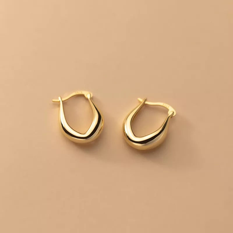 Anyco Fashion Earrings 925 Sterling Gold Statement French Simple Rock for Women Unique Charm Gothic Hip Hop Piercing Jewelry-Earrings-PEROZ Accessories