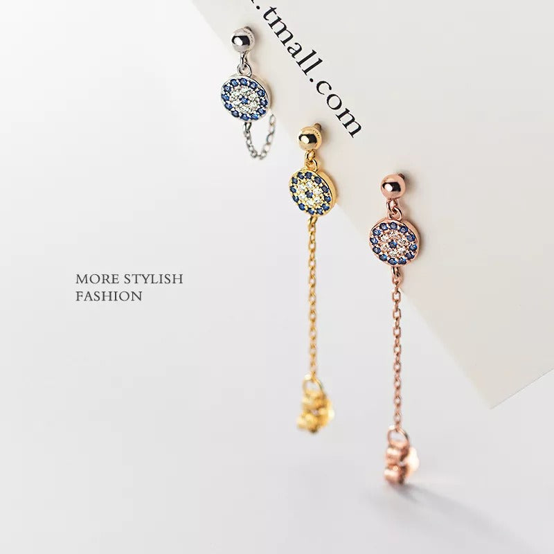 Anyco Fashion Earrings Silver 925 Sterling Hip Hop Chain Zircon Pendant Stud Women Bohemian Jewelry-Earrings-PEROZ Accessories
