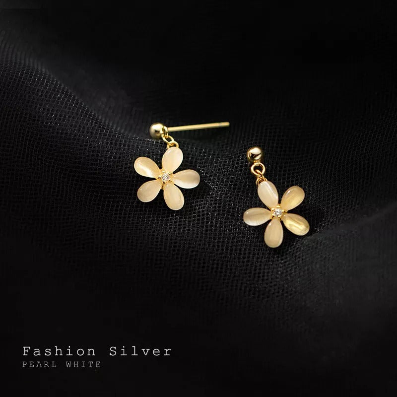 Anyco Fashion Earrings Siver 925 Sterling Sweet Opal Zircon Flower Pendant for Women Jewelry-Earrings-PEROZ Accessories