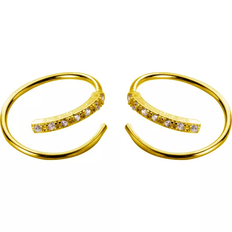 Anyco Fashion Earrings Gold 925 Sterling Simple Spiral Wave Zircon Unique Stud for Women Chic Ear Clip Nose Piercing Jewelry-Earrings-PEROZ Accessories