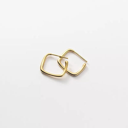 Anyco Fashion Earrings Gold 925 Sterling Simple Geometric Square Stud for Women Jewelry-Earrings-PEROZ Accessories