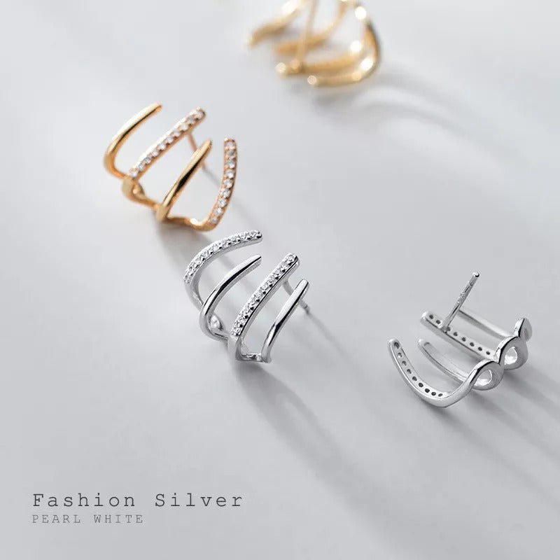 Anyco Fashion Earrings Sterling Silver Luxury Creative Pave Zircon Claw Stud Party Jewelry Gift for Women-Earrings-PEROZ Accessories
