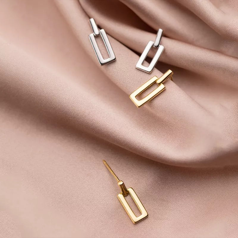 Anyco Fashion Earrings Gold Trendy Geometric Square Stud Chic Elegant Party Jewelry Accessories for Women-Earrings-PEROZ Accessories