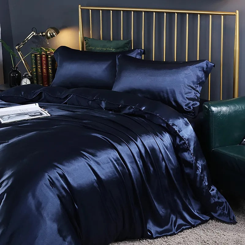Anyhouz Beddings Violet 140X210cm 2 Pcs High End Satin Smooth Duvet Cover Set Luxury Polyester Silky Soft Cozy Bedding Set-Duvet Covers-PEROZ Accessories