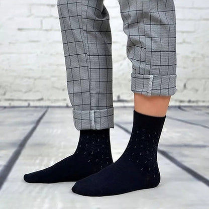 Anysox 5 Pairs Size 6-10 Casual Business Socks High Quality Cotton Breathable Elastic Pattern Design For Men-Socks-PEROZ Accessories