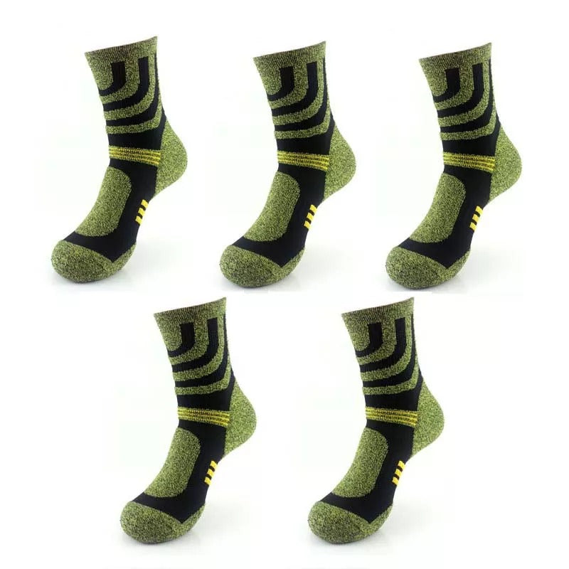 Anysox 5 Pairs One Size 5-11 Green Cotton Compression Trekking With Formal Work Male Socks Meia Contrast Color Designer Brand Fit For Man-Socks-PEROZ Accessories