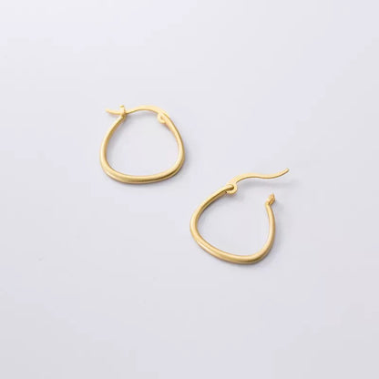 Anyco Fashion Earrings Genuine Gold Minimalist Golden Line Geometric Stud Earrings Hoop Jewelry Gift for Women-Earrings-PEROZ Accessories